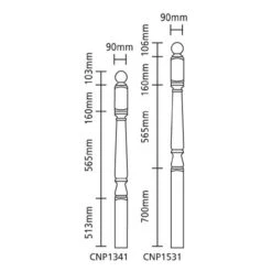 Richard Burbidge Half Complete Newel Pine 1341 X 90mm