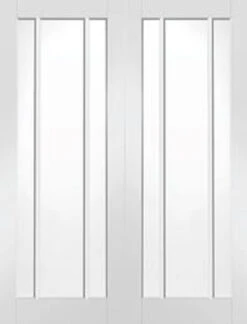XL Worcester White Primed Door Pair With Clear Glass