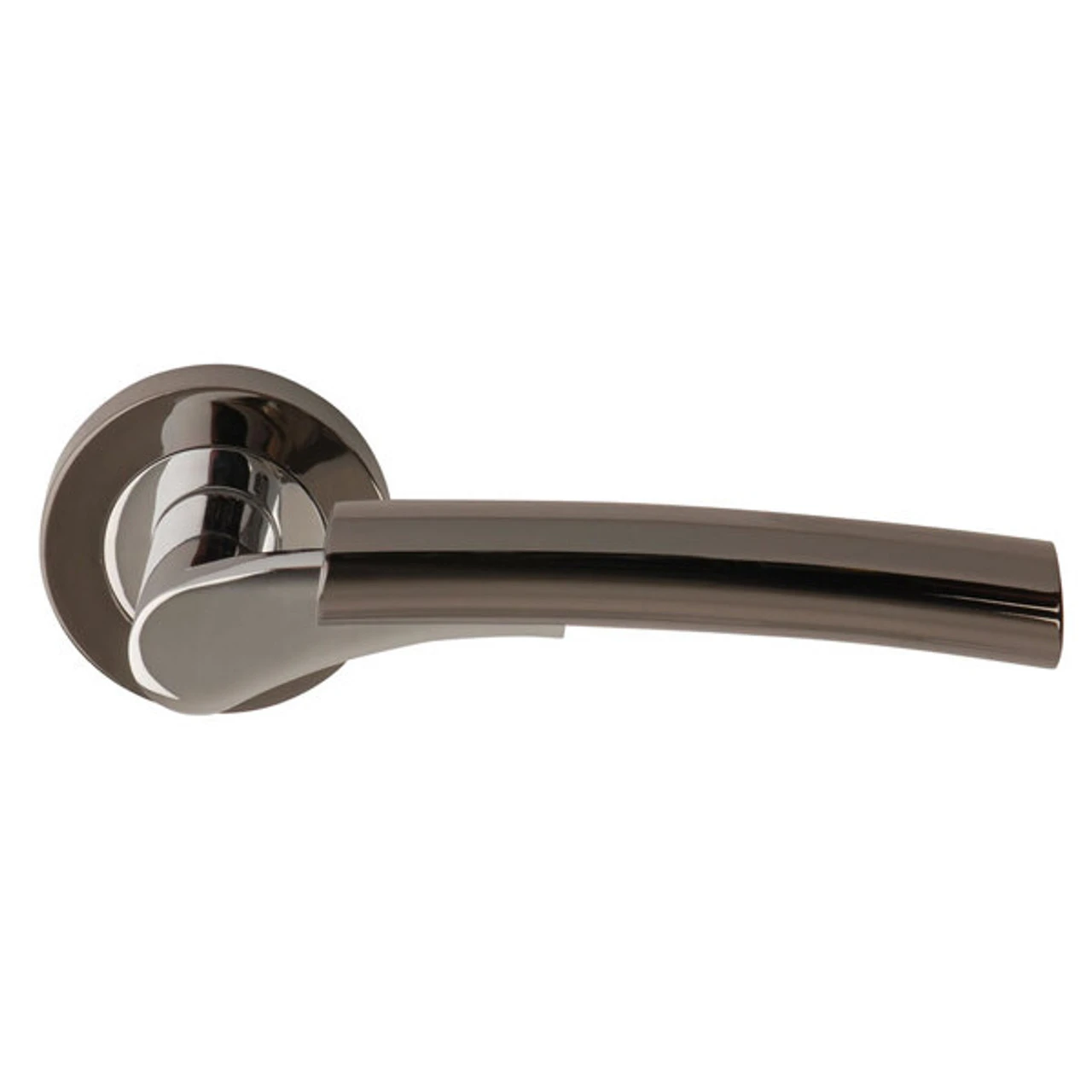 Ultimo Passage Door Lever On Round Rose Nickel PCP/BLK