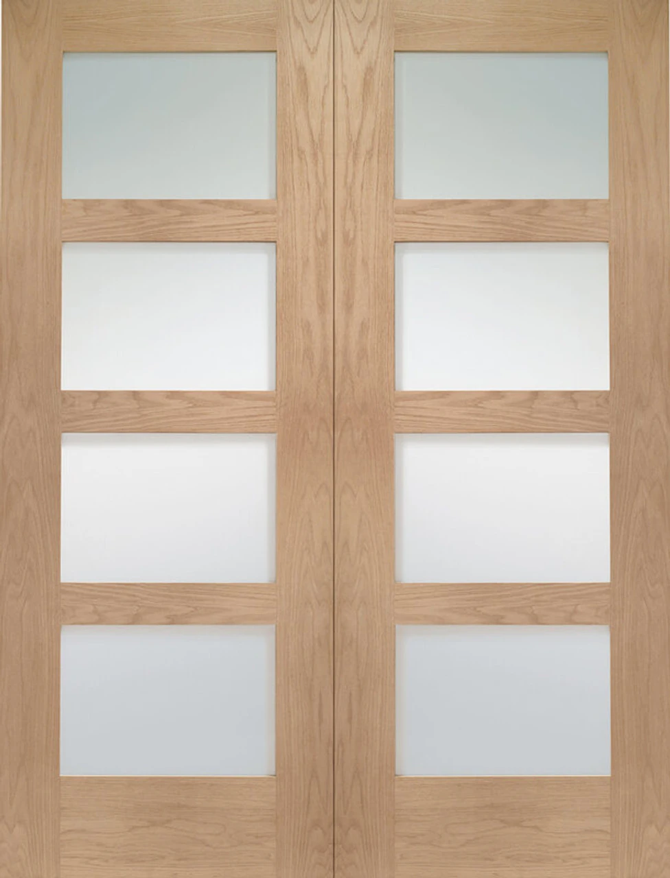 XL Shaker Internal Oak Door Pair With Clear Glass