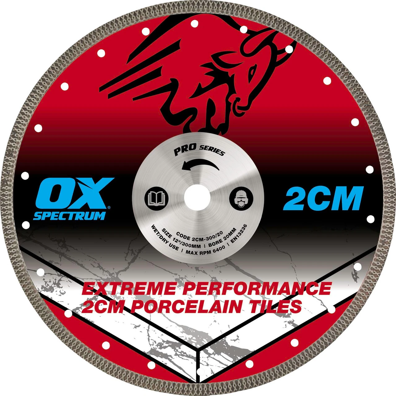 OX Pro 2cm Porcelain Cutting Blade 300/20mm