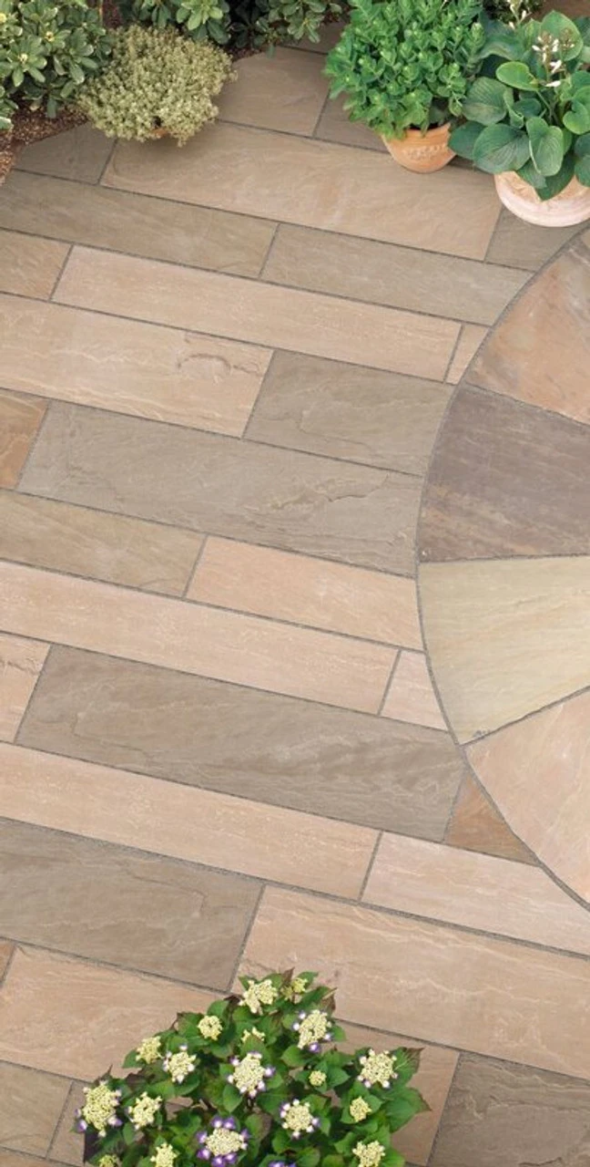 Fairstone Sawn Setts Sandstone Paving Slab Autumn Bronze 210 X 110 X 50mm (10m2)