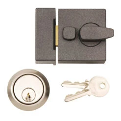 Grey Standard Modern Style Deadlocking Night Latch 90mm