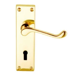 Victorian Short Scroll Lever Door Lock PB