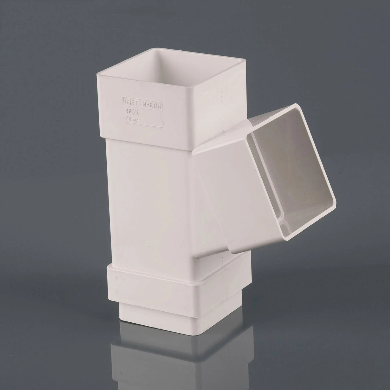 Brett Martin Rainwater 65mm Square Downpipe 112.5' Branch Arctic White 160 X 95 X 65mm