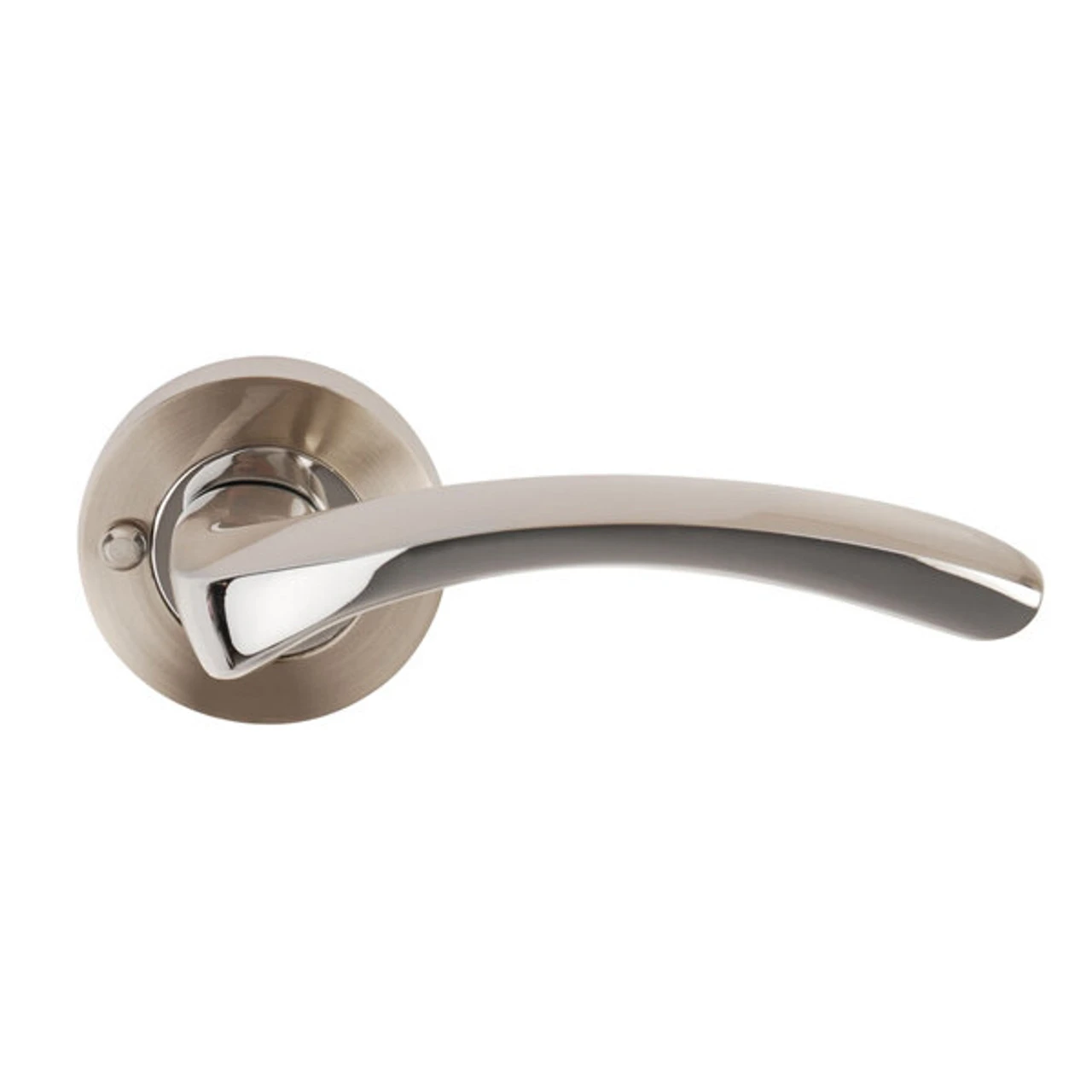 Arc Lever Door Handle Privacy Latch Set On Round Rose PCP SNP