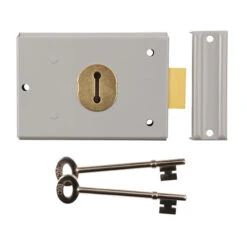 Door Deadlock Rim Grey Japanned 101 X 76mm