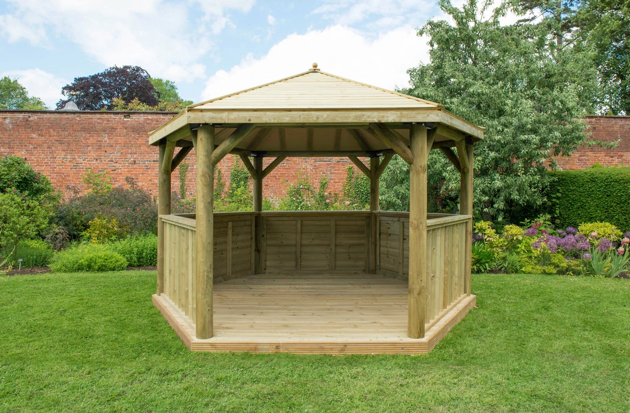 Forest Garden Hexagonal Timber Roof Gazebo - Image 6