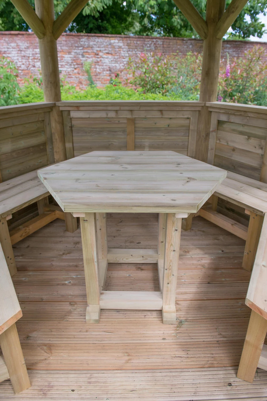Forest Garden Hexagonal Timber Roof Gazebo Furnished Cream - Image 6