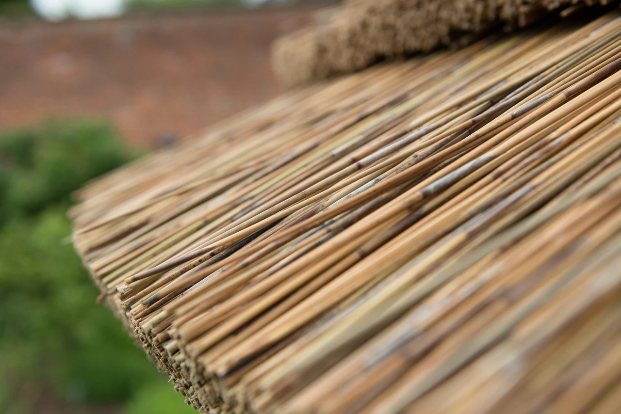 Forest Garden Hexagonal Thatched Roof Gazebo Furnished Cream - Image 20