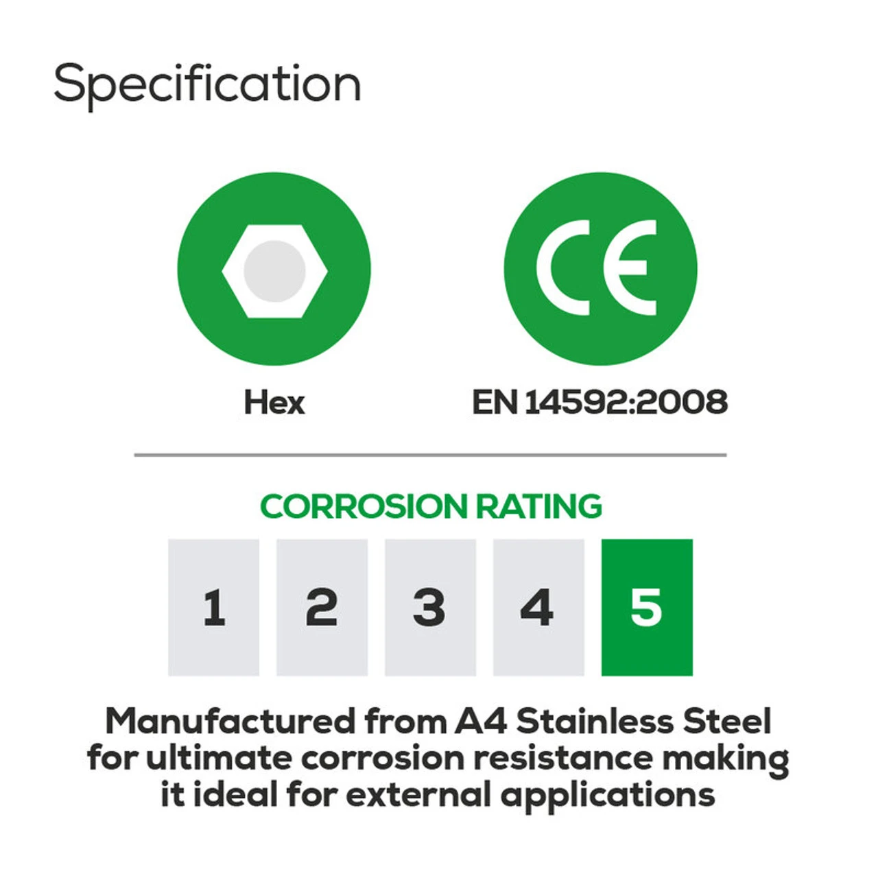 Timco In-Dex External Timber Screw (HEX-A4 S/S) 6.7 X 250mm (25 Pack) - Image 6