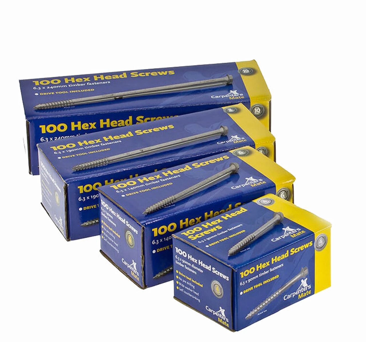 Carpenters Mate 140mm Hex Head Screws Pack Of 100 - Image 3