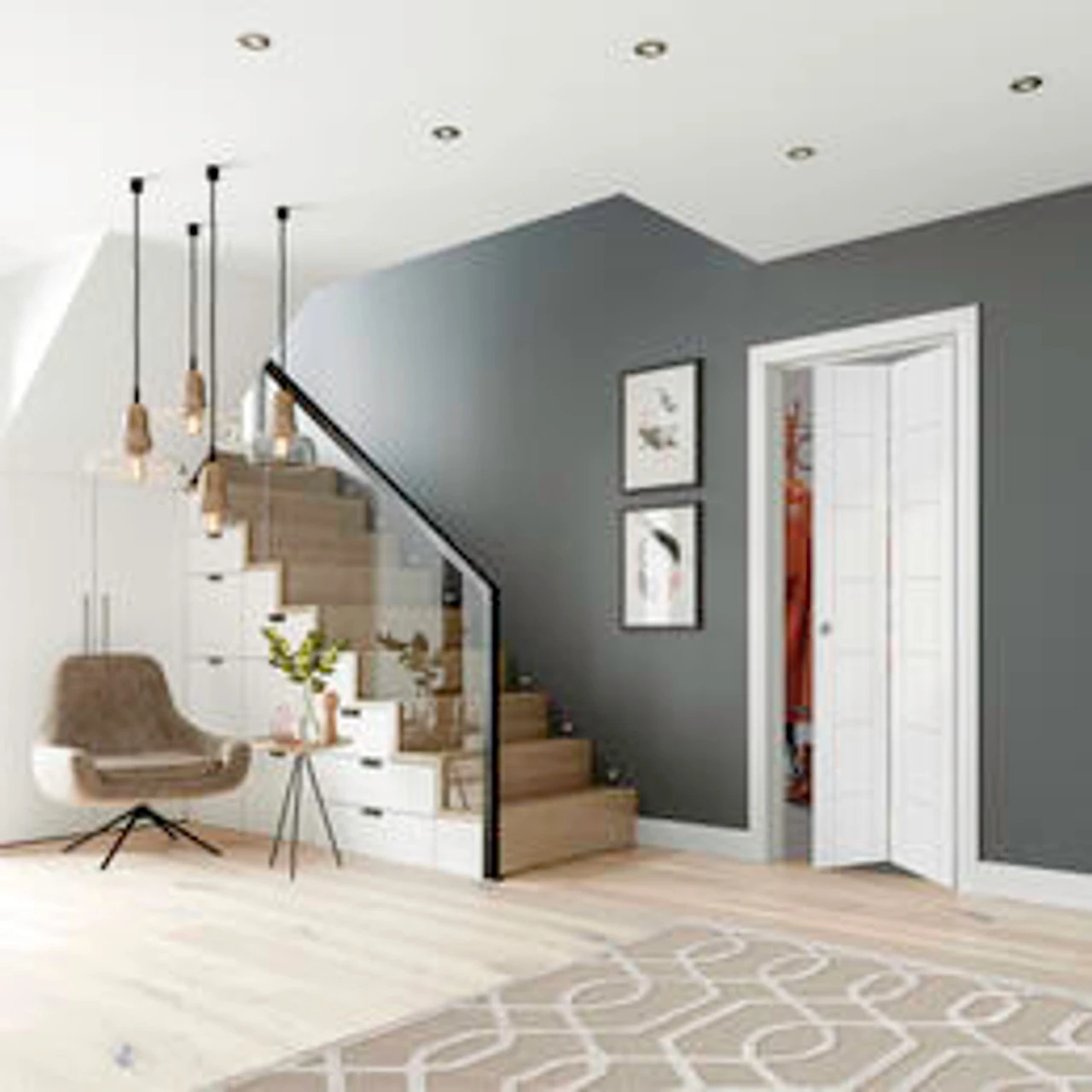 XL Palermo Internal White Primed Bi-Fold Door - Image 5