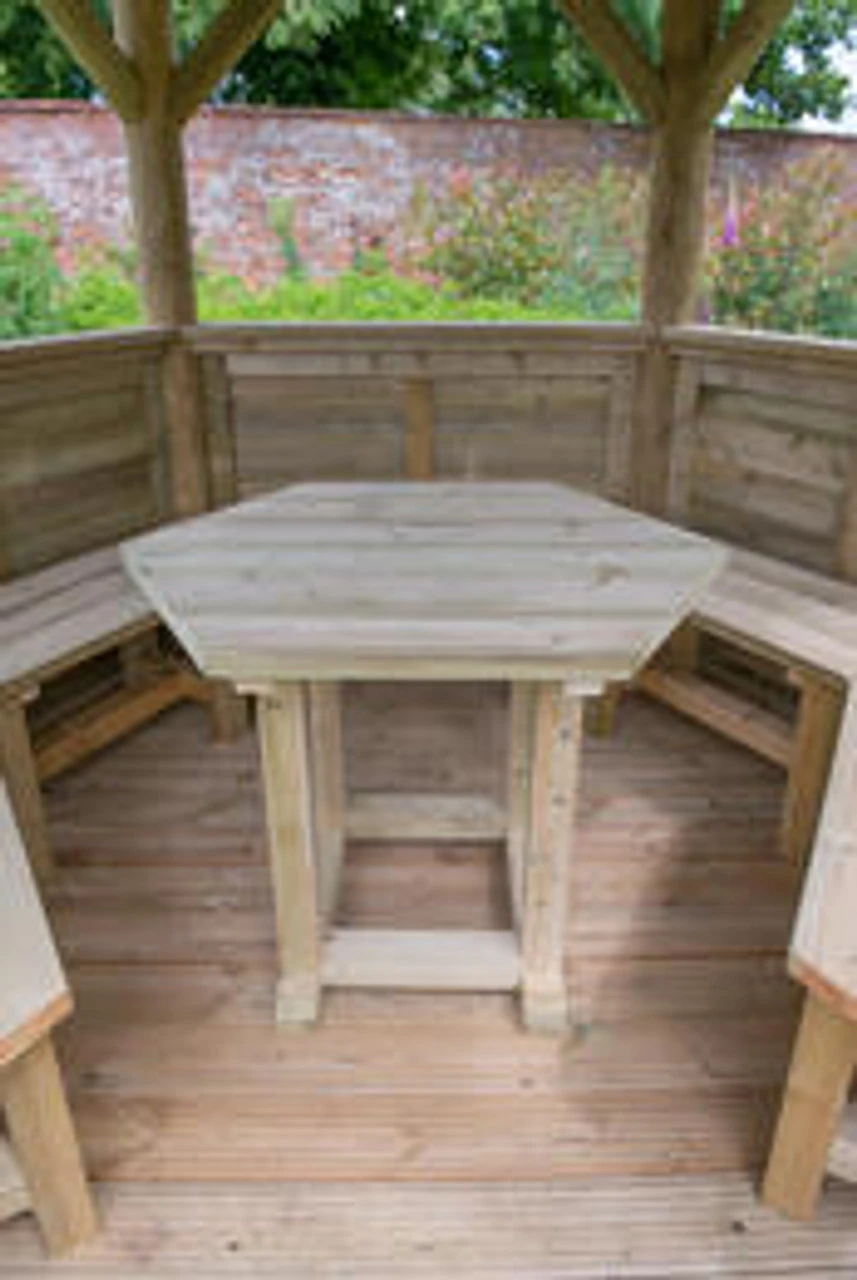 Forest Garden Hexagonal Thatched Roof Gazebo Furnished Cream - Image 5