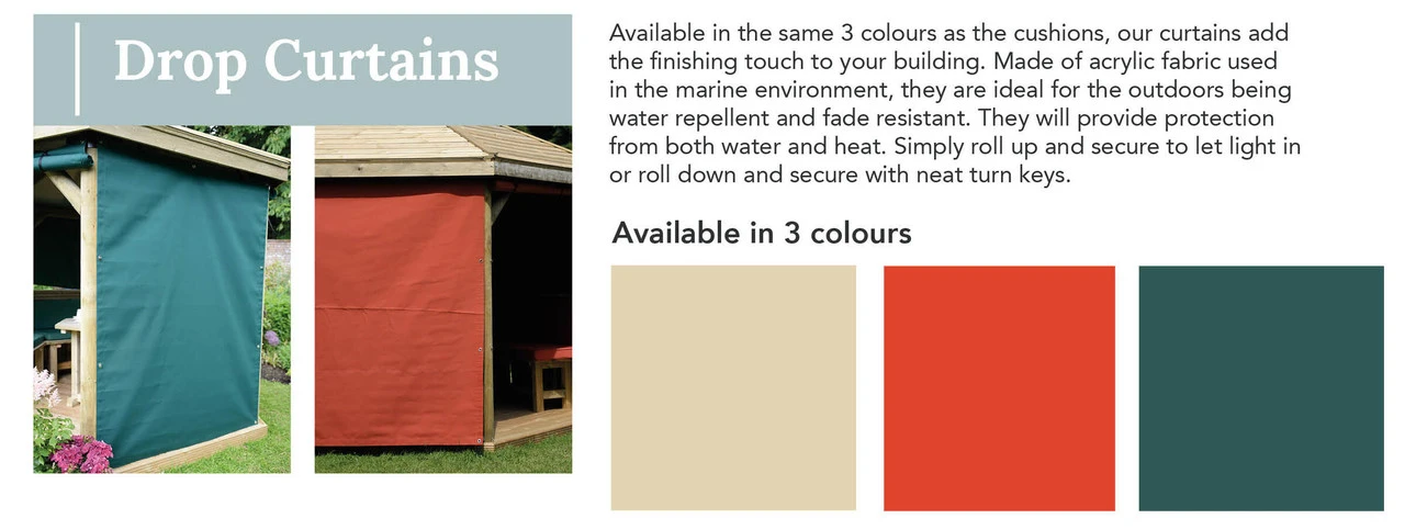 Forest Garden Oval Premium Gazebo Curtains Cream - Image 4