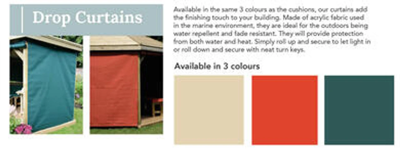 Forest Garden Hexagonal Timber Gazebo Curtains Green - Image 3