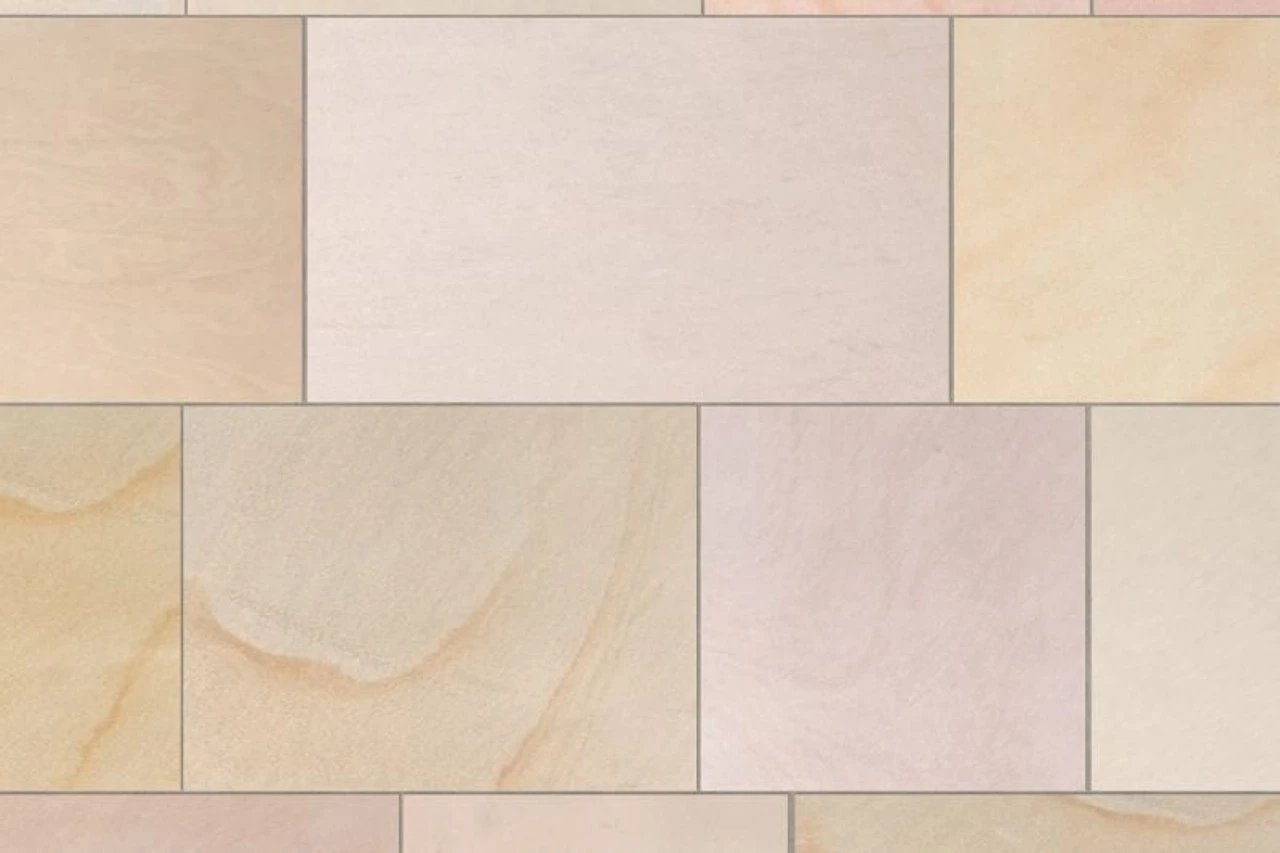 Sawn Versuro Natural Stone Paving Golden Sand 855 X 570 X 22mm (35 Pack)