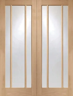 XL Worcester Internal Oak Door Pair With Clear Glass