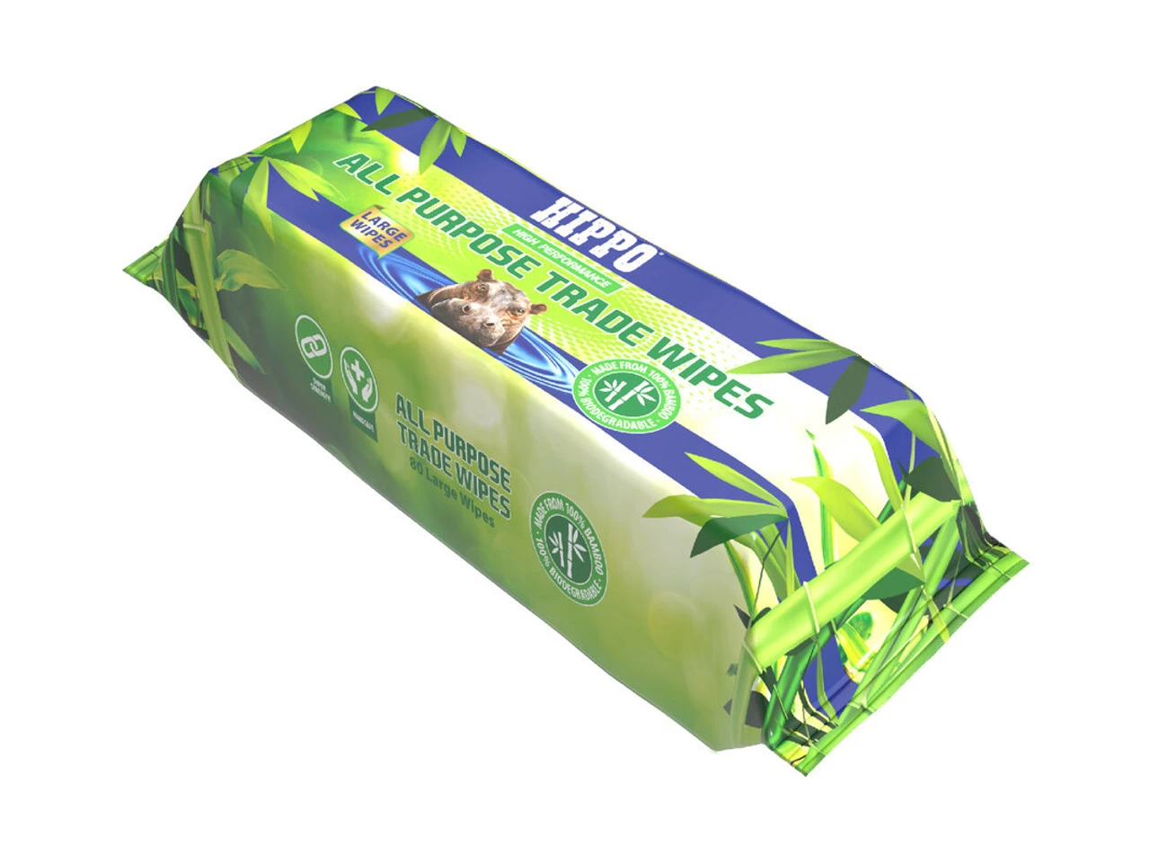 Hippo Multi-Purpose Large Bamboo Trade Wipes (80 Pack) H18727 - Image 2