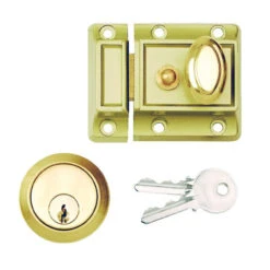 Deadlocking Night Latch Champagne Standard Traditional Style 90mm