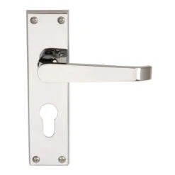 Victorian Straight Door Lever On Backplate Lock Furniture Chrome (Pair)
