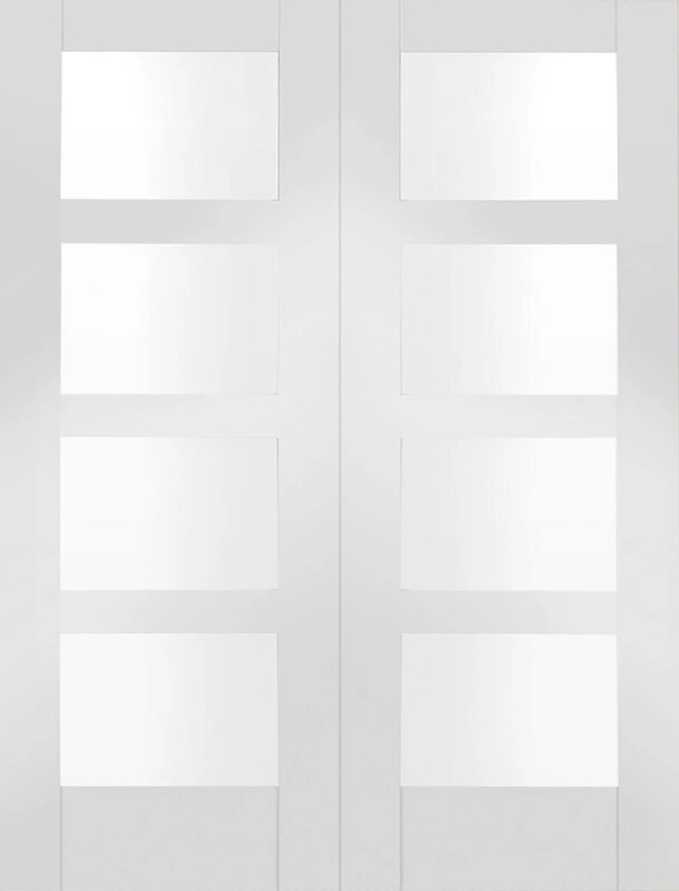 XL Shaker White Primed Door Pair With Clear Glass