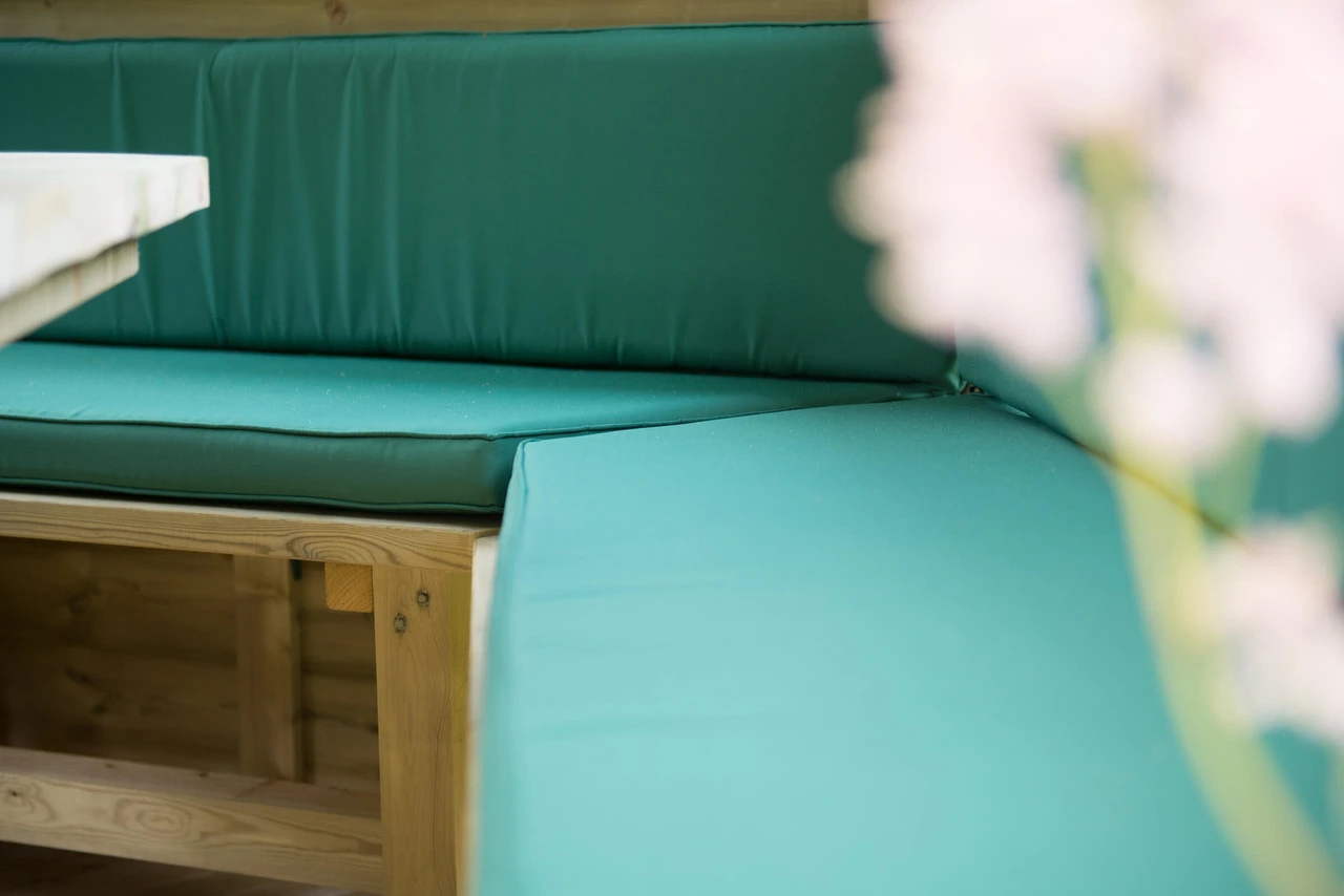 Forest Garden Hexagonal Timber Roof Gazebo Furnished Green - Image 13