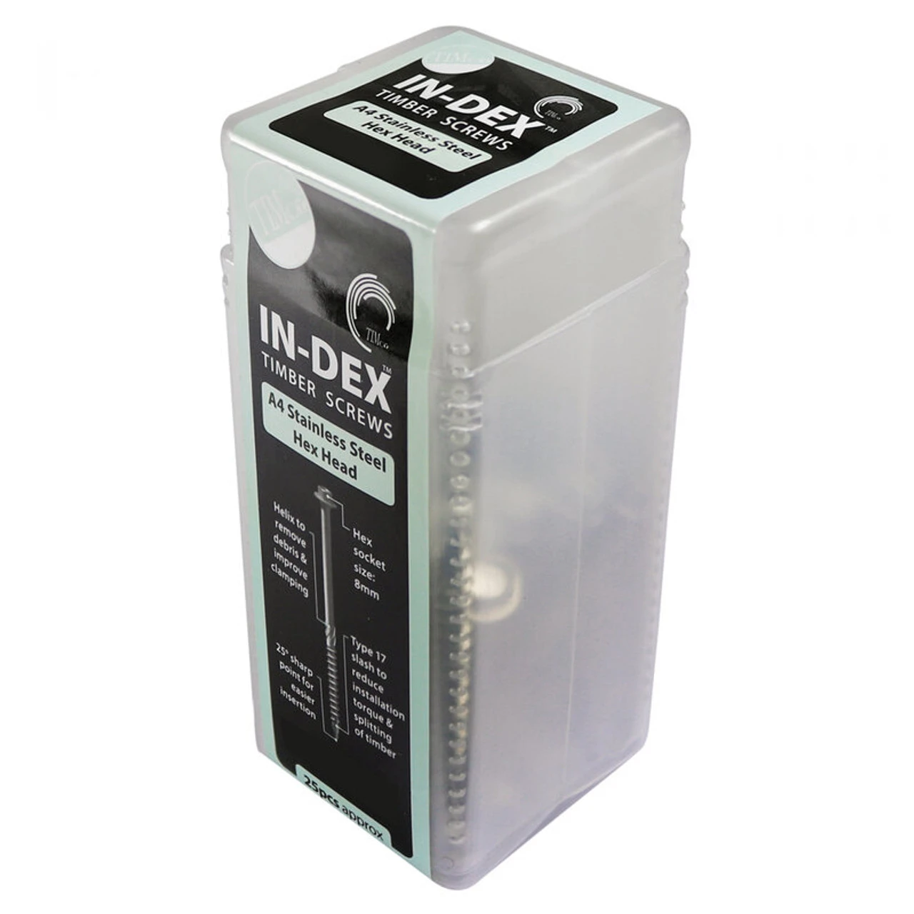 Timco In-Dex External Timber Screw (HEX-A4 S/S) 6.7 X 250mm (25 Pack)