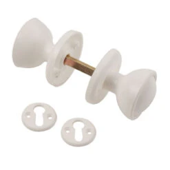 Plastic Rim Door Lock Furniture Knob White