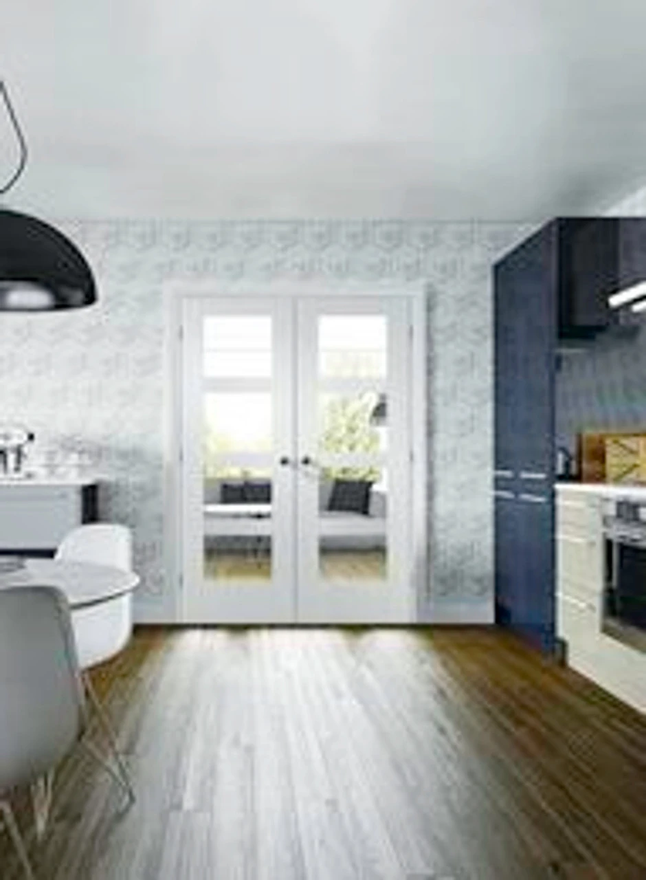 XL Shaker Internal White Primed Clear Glass Door 1936 X 379.5 X 35mm (30 Inch) - Image 3