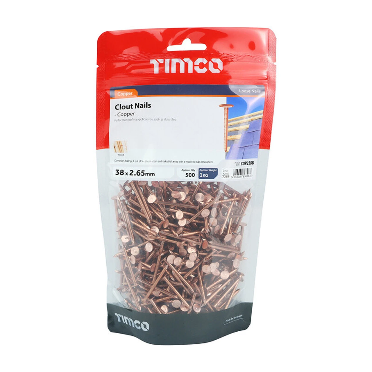 Timco Clout Nails Copper (COP238B) 38 X 2.65mm 1kg - Image 2